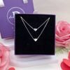 Layer Double Basic Heart Silver Necklace - Dây Chuyền Kiểu 2 Dây 2 Mặt Trái Tim Trơn Bạc 925 - Dây Chuyền Valentine - Ddreamer 159DCT