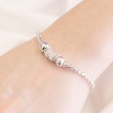  Thick Braid Pure Silver 999 Bracelets - Vòng Tay Bạc 999 Bi Bạc Và Ống Bạc Chữ Nhật 725VTT 