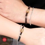  Vòng Dây Thắt Couple Lu Thống Thạch Anh Tóc Vàng & Charm Bạc 925 - Vòng Dây Thắt Đá Thiên Nhiên - Ddreamer 