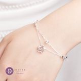  Star Love Silver Bracelet - Vòng Tay Bạc 925 Ngôi Sao & Bi Móc Máy Kiểu 2 Dây- Quà Tặng Giáng Sinh 110VTT 