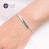  Lắc Tay Bảng Chữ Nhật 4cm Dây Mì Bạc 925- Simple Band Circle Tag Sterling Silver Bracelets- 1276VTT 