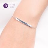  Lắc Tay Bảng Chữ Nhật 4cm Dây Mì Bạc 925- Simple Band Circle Tag Sterling Silver Bracelets- 1276VTT 