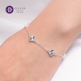  Vòng Tay Bạc 925 -Vòng Tay Premium 5 Curvy Lucky Flower Móc Máy- Sterling Silver Bracelets- P127VTH 