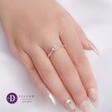  Nhẫn Bạc 925 - Nhẫn Đá Chủ 6 Chấu Uốn Xoắn - Ribbon Princess - Silver 925 Rings - 2536NH 