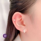  Hoa Tai Bạc 925 - Bông Tai Khoen 1 Viên Đá CZ-Round Stone Cupcake - Silver 925 Earrings- 2428BTK Ddreamer 