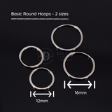  Hoa Tai Khoen Tròn Trơn Đơn Giản Bạc 925 - Silver Basic Round Hoops 2510BTK 2511BTK 