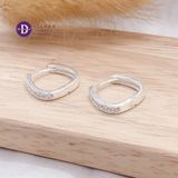  Premium Baguette Stone Line Silver Hoops - Bông Tai Khoen Bản Dày Đính Đá Baguette - Size 16mm Ddreamer P3056BTK 