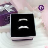  Couple Silver Rings -  Nhẫn Cặp Bạc 925 Bản Hoa Văn 1 Line Đá Curvy - Ddreamer 2616NH 