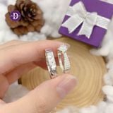  Couple Silver Rings - Cặp Nhẫn Nam Họa Tiết Hammer & Nhẫn Nữ 2 Line Đá Chủ - Ddreamer 2414NT 2573NH 