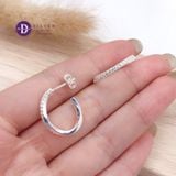  Premium Sparkling Ribbon Cuff Line Earrings - Bông Tai Cuff Bản Oval Xoắn Đính Đá - Size 2cm Ddreamer P3041BTH 