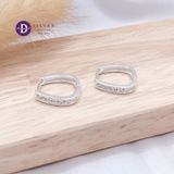  Premium Baguette Stone Line Silver Hoops - Bông Tai Khoen Bản Dày Đính Đá Baguette - Size 16mm Ddreamer P3056BTK 