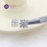  Bông Tai Hoa Tuyết Vuông Đính Moissanite - Bông Tai Nữ Đính Đá Moissanite 5Li - Moissanite Earrings MBT025 