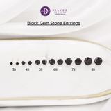  Hoa Tai Bạc 925 - Hoa Tai Gemstone 1 Viên Đá Cz Trắng - Đá Đen Đơn Giản - Black/White CZ Stone Sliver 925 Earrings Ddreamer 1022BTH 