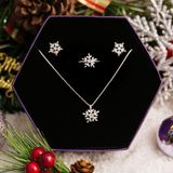  Snowflake Christmas Gift Jewelry Set - Bộ Trang Sức Hoa Tuyết Trơn Đính 1 Viên Đá CZ - Quà Tặng Giáng Sinh 