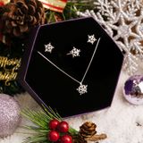  Snowflake Christmas Gift Jewelry Set - Bộ Trang Sức Hoa Tuyết Trơn Đính 1 Viên Đá CZ - Quà Tặng Giáng Sinh 