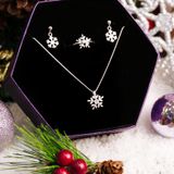  Snowflake Christmas Gift Jewelry Set - Bộ Trang Sức Hoa Tuyết Trơn Tòn Ten - Quà Tặng Giáng Sinh 