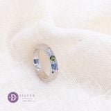  Handmade Hammer Sapphire Stone Sterling Silver Ring - Nhẫn Nam Bạc 925 Đá Sapphire 2409NH Ddreamer 