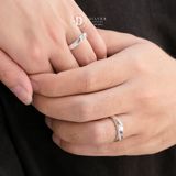  Couple Rings - Nhẫn Cặp Premium Dợn Sóng Dày 2 Line Đá & Đá CZ 5li Chủ-2547NH 