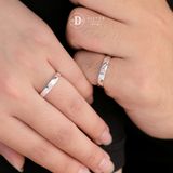  Couple Rings - Nhẫn Cặp Bản 3mm 4 Line Chéo Đơn Giản & 1 Đá 2lii-2550NH 