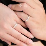  Couple Rings - Nhẫn Cặp Dợn Sóng Đính 1 Đá CZ 3li - 2542NH 