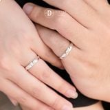  Couple Rings - Nhẫn Cặp Dợn Sóng Đính 1 Đá CZ 3li - 2542NH 