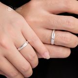  Couple Rings - Nhẫn Cặp Bản Line Đá Chữ L  2581NH 