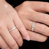  Couple Rings - Nhẫn Cặp Bản Line Đá Chữ L  2581NH 