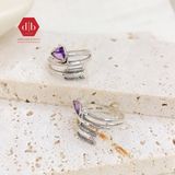  Amethyst Gemstone Arrow Silver Ring - Nhẫn đá Thạch Anh Tím Kiểu Mũi Tên 078SR 