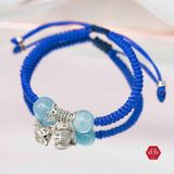  Vòng Thắt Đá Aquamarine Phối Charm Cá 