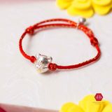  Vòng Thắt Dây Đỏ May Mắn Charm Chuột Chữ Phúc Vàng & Chuông Bạc 925 - Vòng Thắt Thủ Công Theo Yêu Cầu 