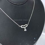  Sterling Silver Necklace-Dây Chuyền Bạc 925 Kiểu Trái Tim Đính Đá Và Viên Đá Rơi - Oval Heart & Falling Stone 201DCH 