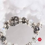  Vòng Đá Lu Thống Thạch Anh Tóc Đen Kết Hợp Moonstone Phối Charm Moon 