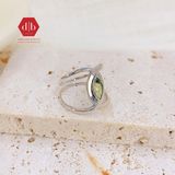  Teardrop Peridot Gemstone Silver Ring - Nhẫn Bạc 925 đá Peridot 057SR 