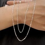  Dây Chuyền Trơn - Kiểu 1 Mặt Thoi Dẹp/1 Ống Trụ Móc Máy - Dây chuyền Bạc 925 - Silver 925 Necklace Basic Chain Ddreamer - 1147DCT 