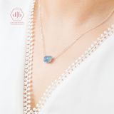  Dây Chuyền Đá Aquamarine Thô - Dây Chuyền Bạc Mix Đá Phong Thuỷ Thiên Nhiên Cho Mệnh Mộc/Thủy 