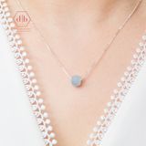  Dây Chuyền Đá Aquamarine Vát - Dây Chuyền Bạc Mix Đá Phong Thuỷ Thiên Nhiên Cho Mệnh Mộc/Thủy 