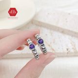  Amethyst Heart Line Silver Ring - Nhẫn Bạc 925 Đá Thạch Anh Tím 002SR 