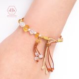  Vòng Dây Thắt Đá Moonstone & Đá Citrine Vàng & Charm Bạc  925 - Vòng Thắt Dây Thủ Công Đá Phong Thủy 