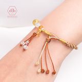  Vòng Dây Thắt Đá Moonstone & Đá Citrine Vàng & Charm Bạc  925 - Vòng Thắt Dây Thủ Công Đá Phong Thủy 