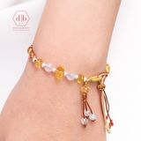  Vòng Dây Thắt Đá Moonstone & Đá Citrine Vàng & Charm Bạc  925 - Vòng Thắt Dây Thủ Công Đá Phong Thủy 