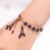  Vòng Dây Thắt Đá Garnet Và Charm Bạc  925 - Vòng Thắt Dây Thủ Công Đá Phong Thủy 