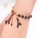  Vòng Dây Thắt Đá Garnet Và Charm Bạc  925 - Vòng Thắt Dây Thủ Công Đá Phong Thủy 