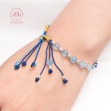  Vòng Dây Thắt Lu Thống Đá Aquamarine Và Charm Bạc  925 - Vòng Thắt Dây Thủ Công Đá Phong Thủy 