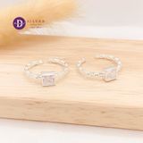  Silver 925 Ring - Nhẫn Bạc 925  - Nhẫn Freesize Chain & White Stone - Bản Xích Đá Đủ Kiểu - 2525NH 