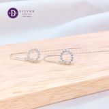  String Falling Stone Circle Silver Earrings - Hoa Tai Xỏ Móc Xích Mặt Tròn Đính Đá Ddreamer - 3064BTH 
