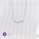  Baguette Stone & Heart Stone Curvy Bar Silver Necklace - Dây Chuyền Đính Đá Baguette & Trái Tim Bạc 925  - Ddreamer 1217DCH 