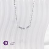  Baguette Stone & Heart Stone Curvy Bar Silver Necklace - Dây Chuyền Đính Đá Baguette & Trái Tim Bạc 925  - Ddreamer 1217DCH 