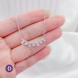  Baguette Stone & Heart Stone Curvy Bar Silver Necklace - Dây Chuyền Đính Đá Baguette & Trái Tim Bạc 925  - Ddreamer 1217DCH 