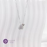  2 Sparkling Bean Heart Silver Necklace - Dây Chuyền Trái Tim Đính Đá Dễ Thương Bạc 925  - Ddreamer 1206DCH 