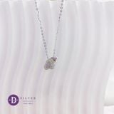  2 Sparkling Bean Heart Silver Necklace - Dây Chuyền Trái Tim Đính Đá Dễ Thương Bạc 925  - Ddreamer 1206DCH 